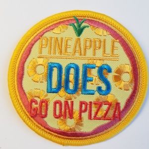 Pineapple Does Go on Pizza iron-on patch
